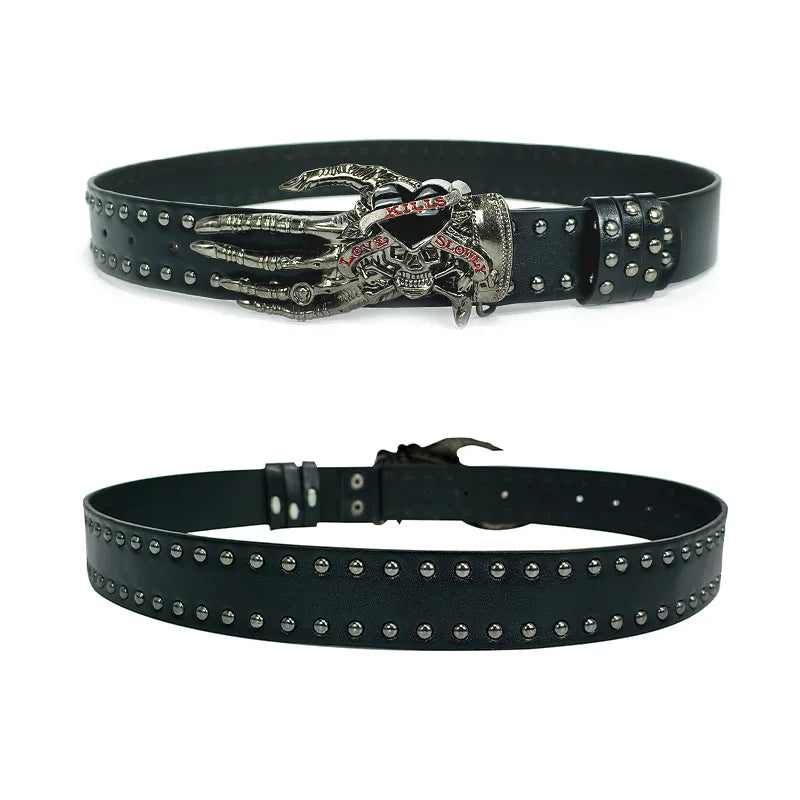 PENDRA Bellais Black Skull Designer Belt