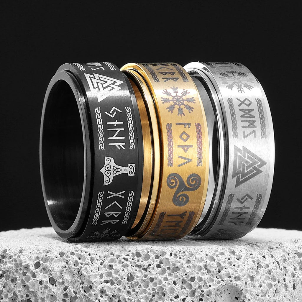 PENDRA Nordic Odin Triangle Steel Ring