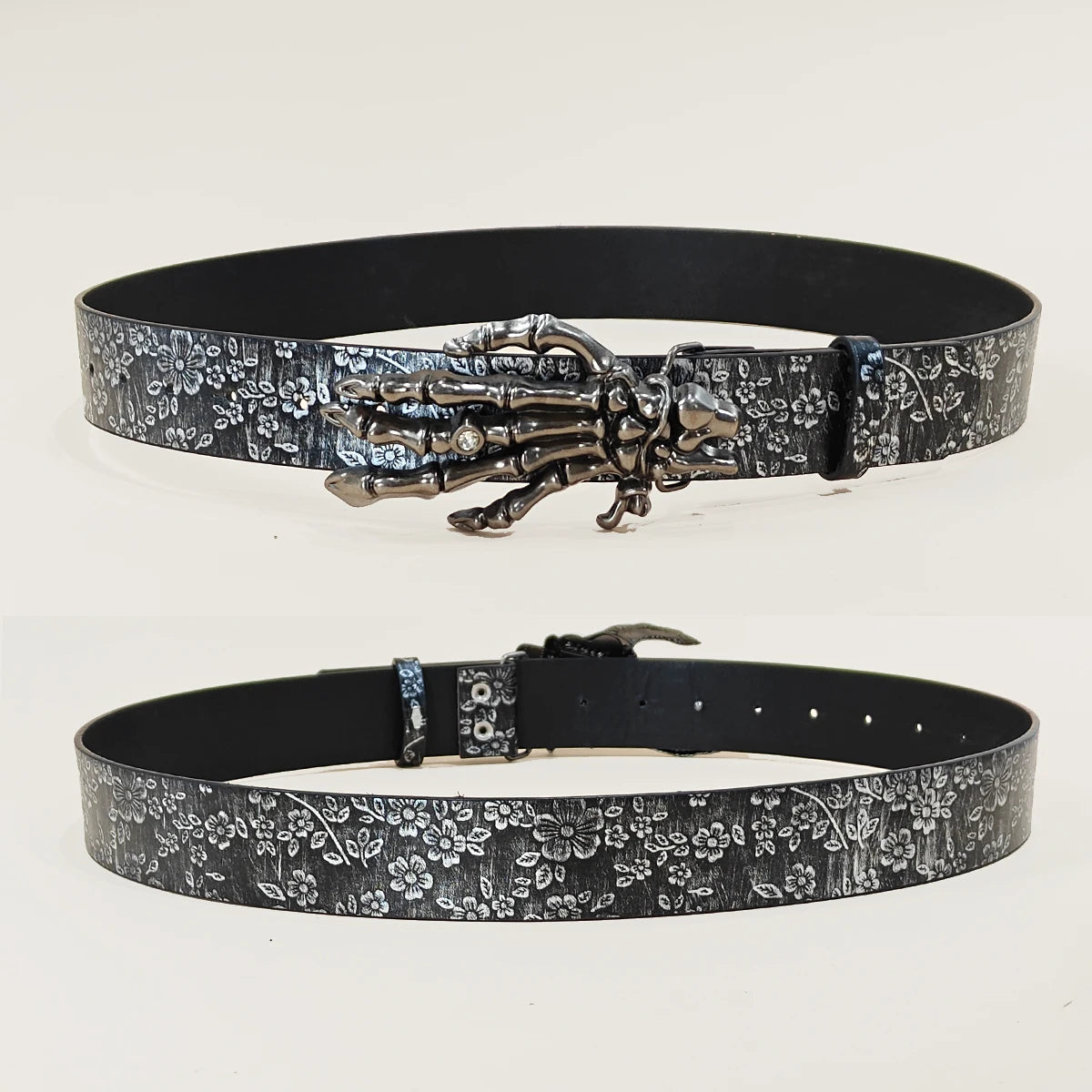 Luxury Designer Gothic Punk Belt for Men And Women Cross Buckle plus Size Silver Flora Black Waistband for Jeans Skirt Dress