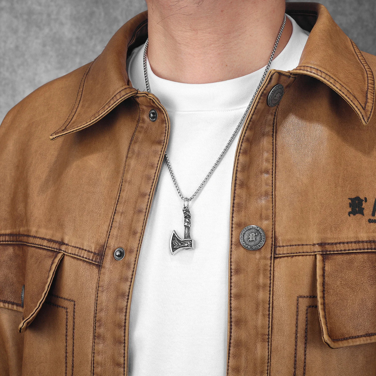Viking Mythology Wolf Aex Men Necklaces Stainless Steel Pendant Chain Women Punk Fashion Jewelry New Accessories Gifts Wholesale