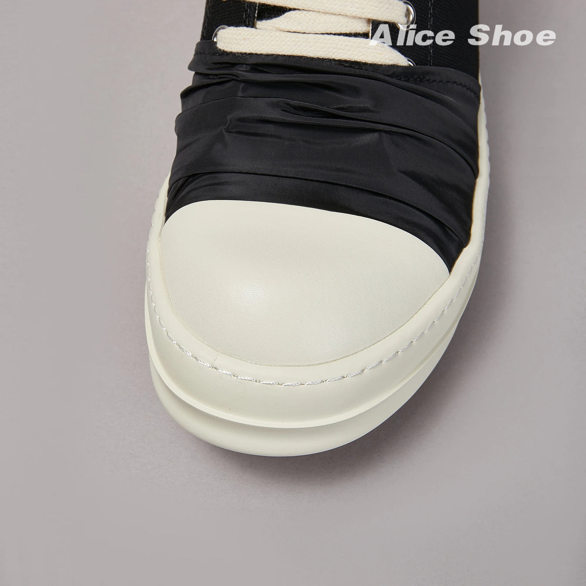 PENDRA Pleated Noir Black Canvas High-Top Zip Thick-Sole Edition 2 Platform Sneakers