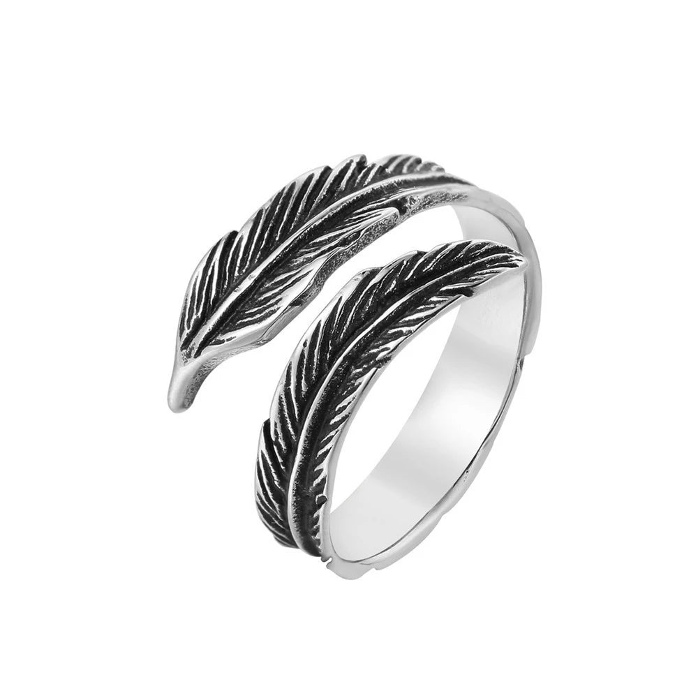 PENDRA Featheropen Stainless Steel Open Feather Ring