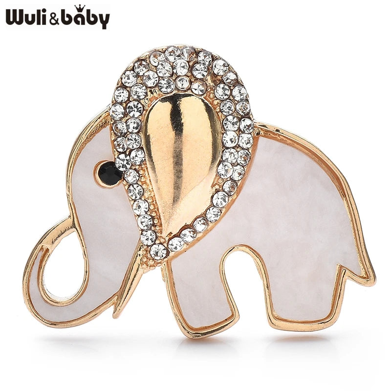 Wuli&baby Cute Abalone Acrylic Elephant  Brooches For Women Unisex 2-color Lovely Animal Party Casual Brooch Pins Gifts