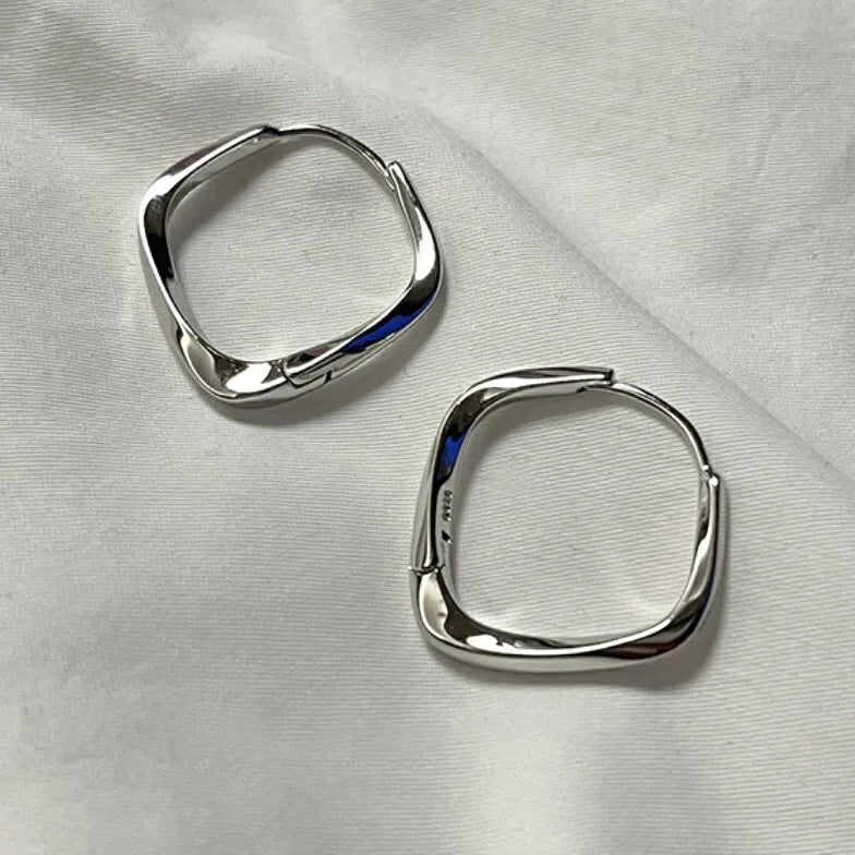 PENDRA Geometry 925 Sterling Silver Hoop Earrings