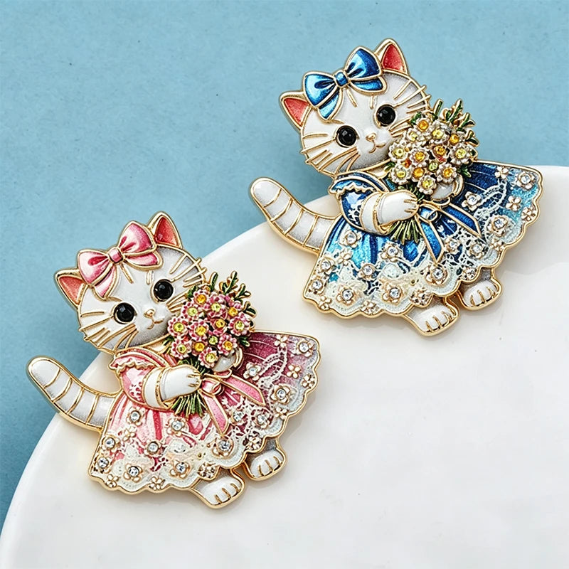PENDRA Floral Cat Dress Brooch