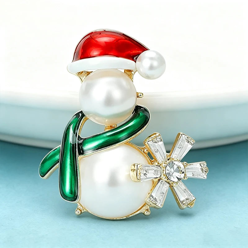 PENDRA Lovely Pearl Snowman Brooch