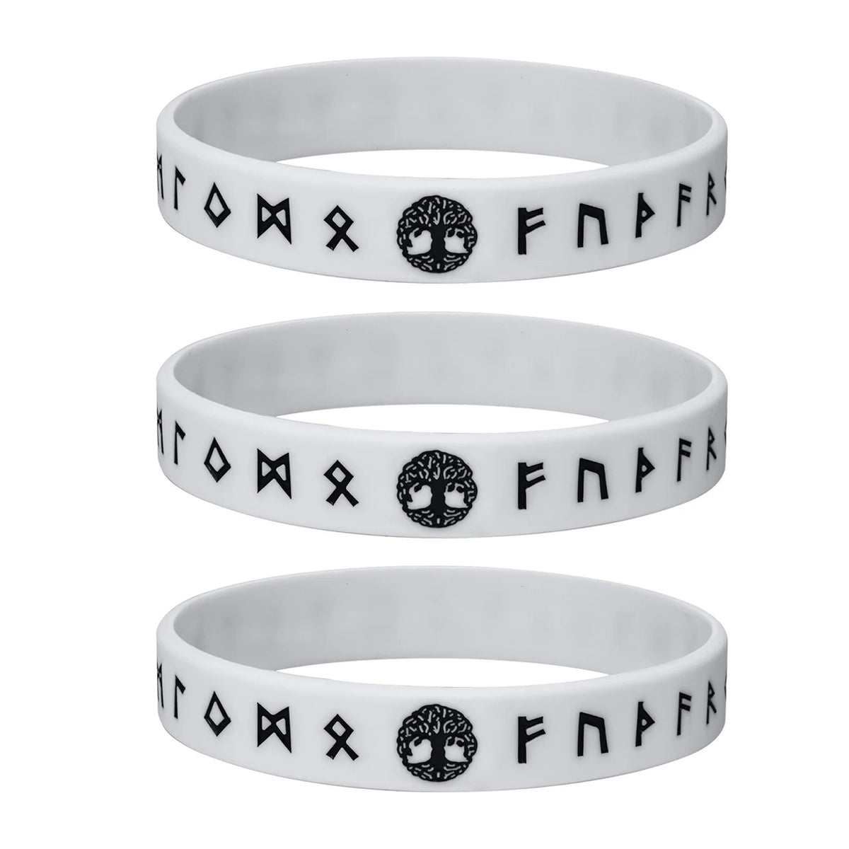 Mprainbow Mens Tree of Life Bracelets, 1/2/3/4 Pcs Norse Viking Soft Runes Silicone Rubber Band Wristband Bangle,Comfort Fit
