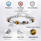 Hip Hop Natural Stone Beaded Bracelet for Men,Stainless Steel Adjustable Chain Wristband,New Stacked Jewelry Gift