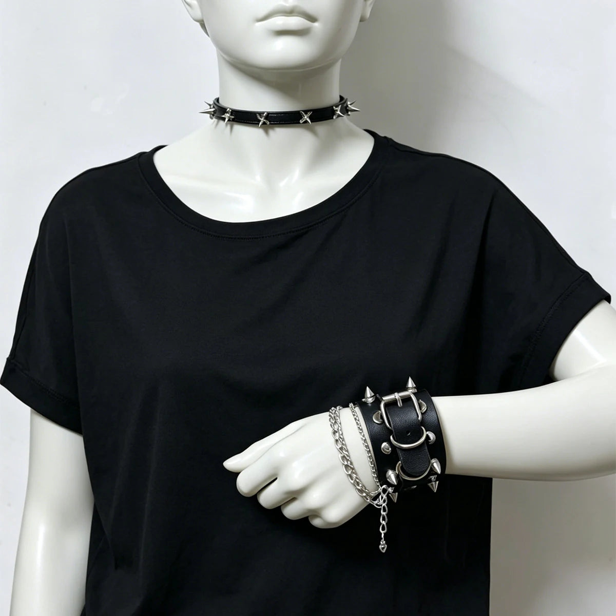PENDRA Koraine Leather Black Skull Gothic Belt