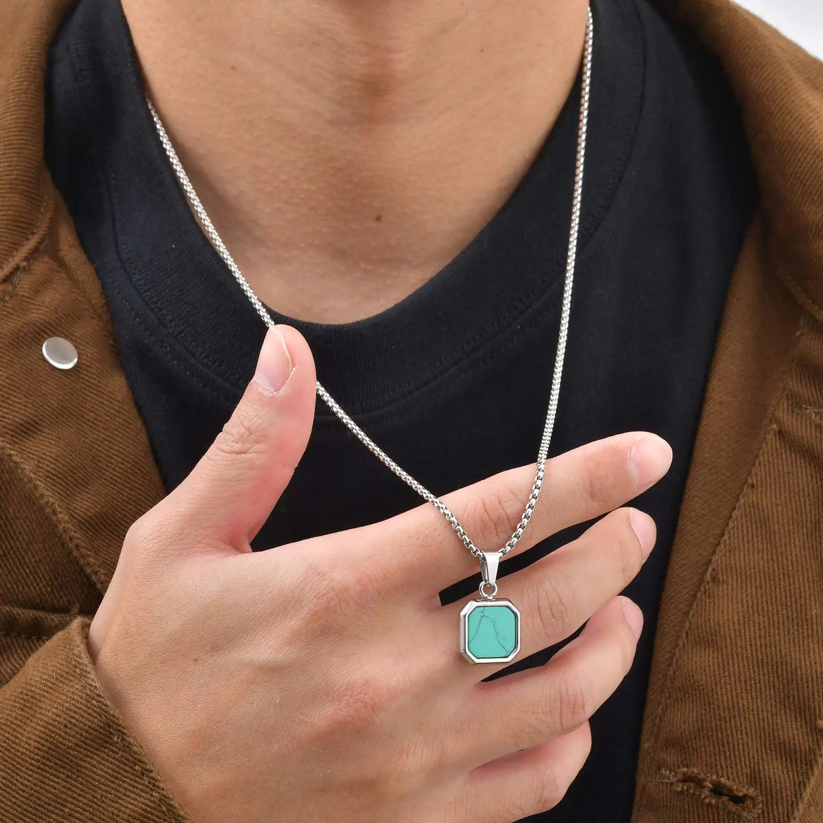 PENDRA Turquoise Square Pendant Necklace