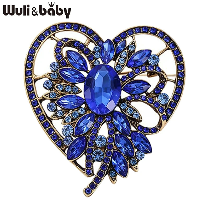 PENDRA Heartelle Vintage Crystal Heart Brooch