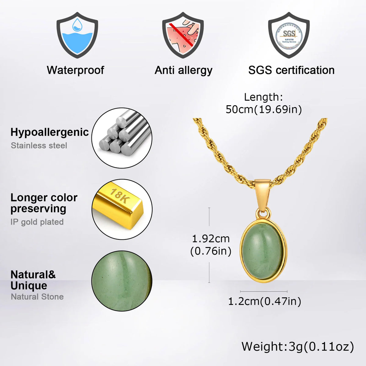 PENDRA Oval Stone Pendant Necklace