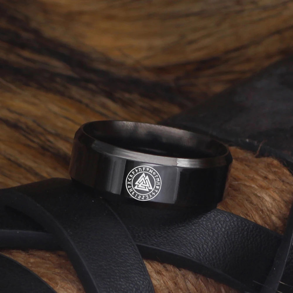 PENDRA Rune Black Steel Ring