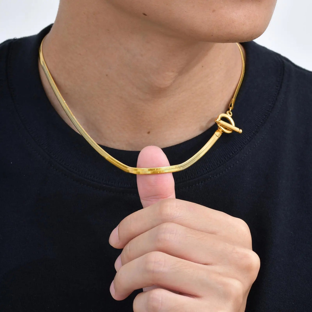 Men's Chain Necklace,Stainless Steel Cuban Chain Figaro Chain Collar,Classic Basic Gold Black Silver Color Chain