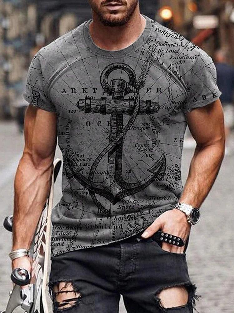 Summer Casual Everyday Men's T-shirt Outdoor Street Fashion Short-sleeved Top Father's Day Gift Monogram Printed Men's T-shirt