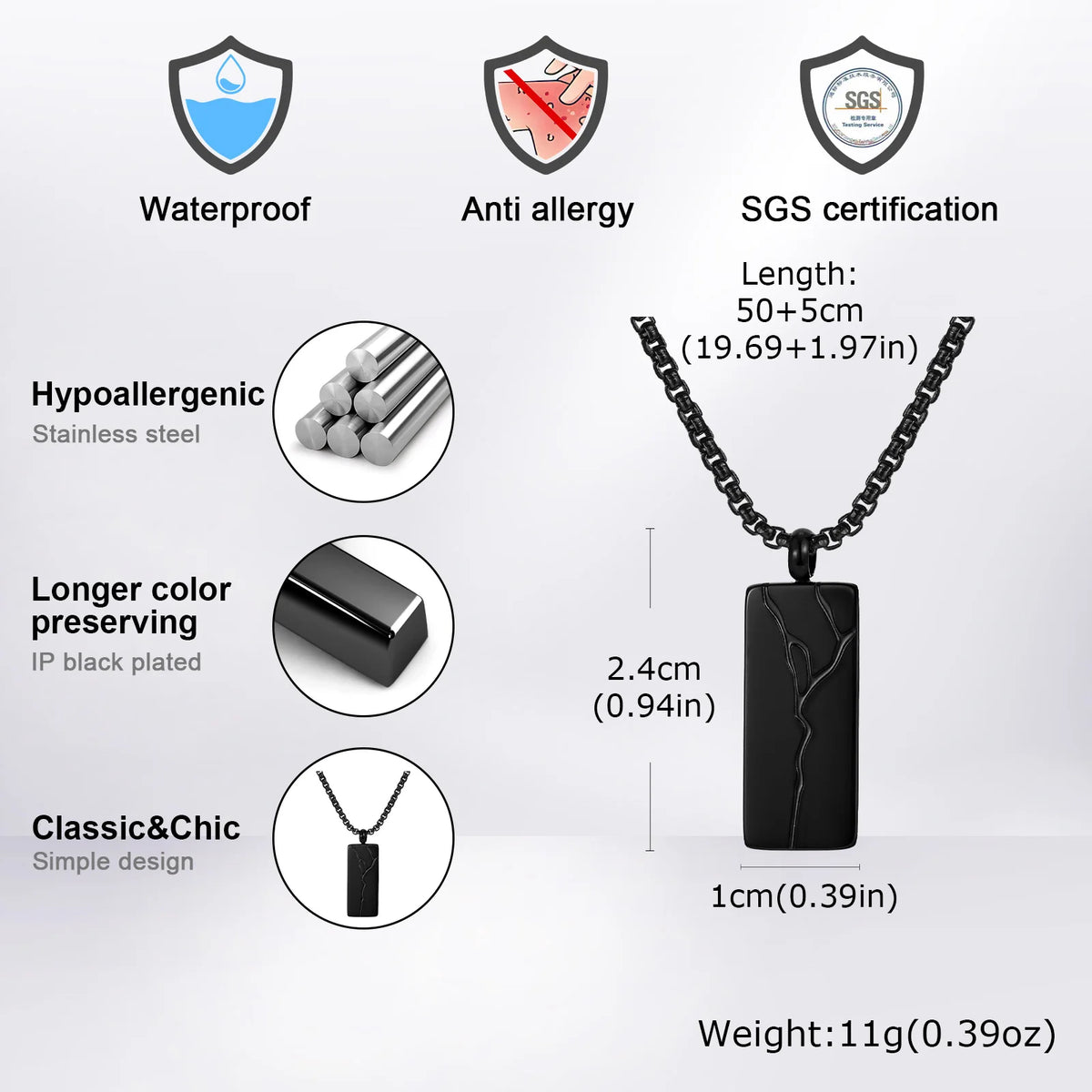 PENDRA Square Crack Pendant Necklace