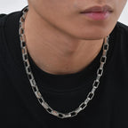 Chunky Embossed Chain Necklaces for Men Boys,Never Fade Stainless Steel Rectangle Chain Collar,Rock Punk Jewelry Gifts