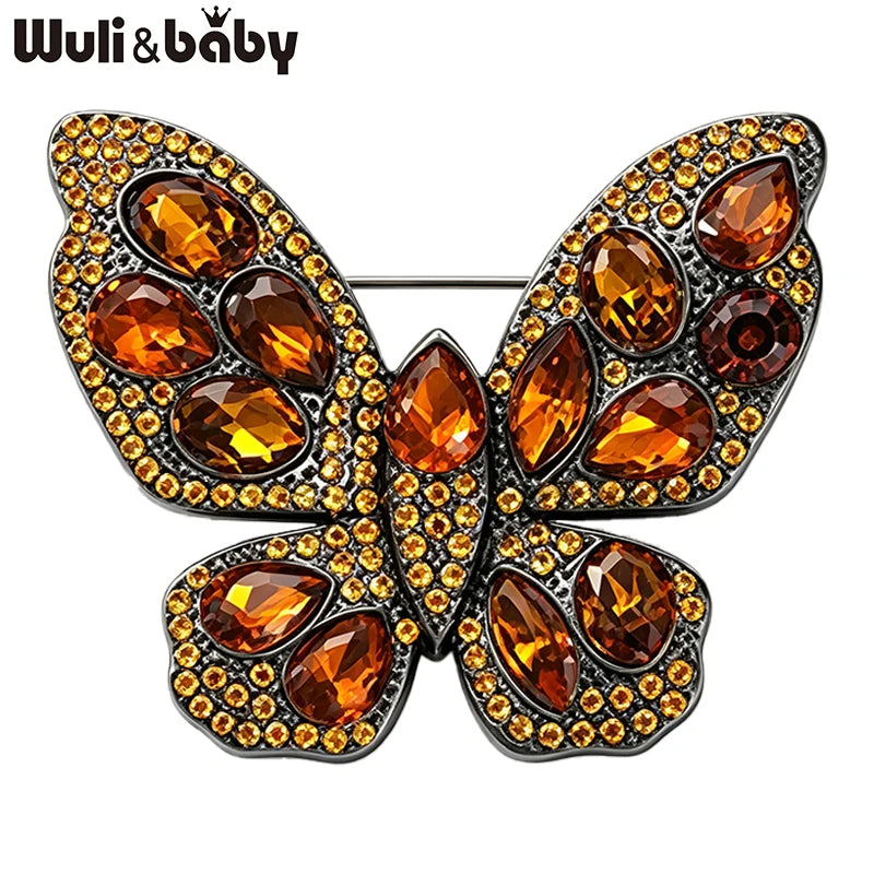 PENDRA Sparkling Butterfly Rhinestone Brooch