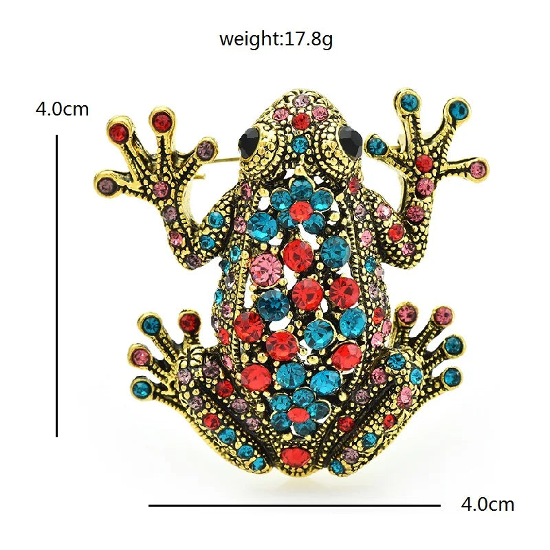 Wuli&baby Vintage Frog Brooches For Women Unisex 3-color Rhinestone Lovely Animal Party Casual Brooch Pins Gifts