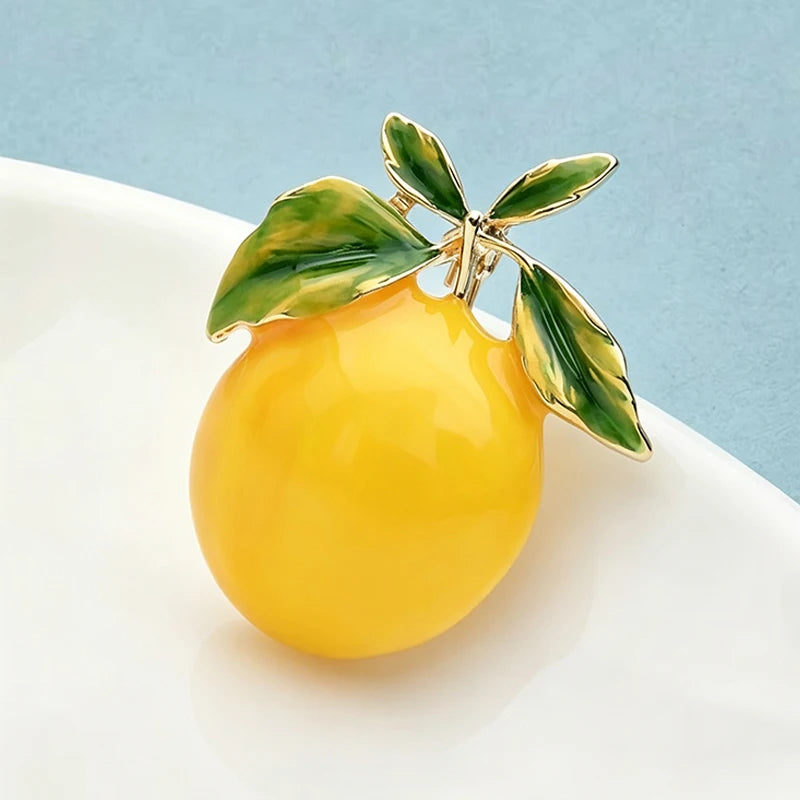 PENDRA Lemonelle Enamel Yellow Lemon Brooch
