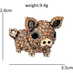 PENDRA Pigletique Enamel Rhinestone Pig Brooch