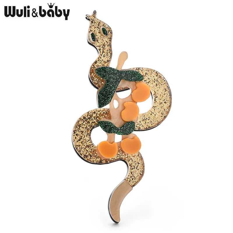Wuli&baby Acrylic Snake Brooches For Women Unisex 2-color Cute Animal Party Casual Clothes Brooch Pins Gifts