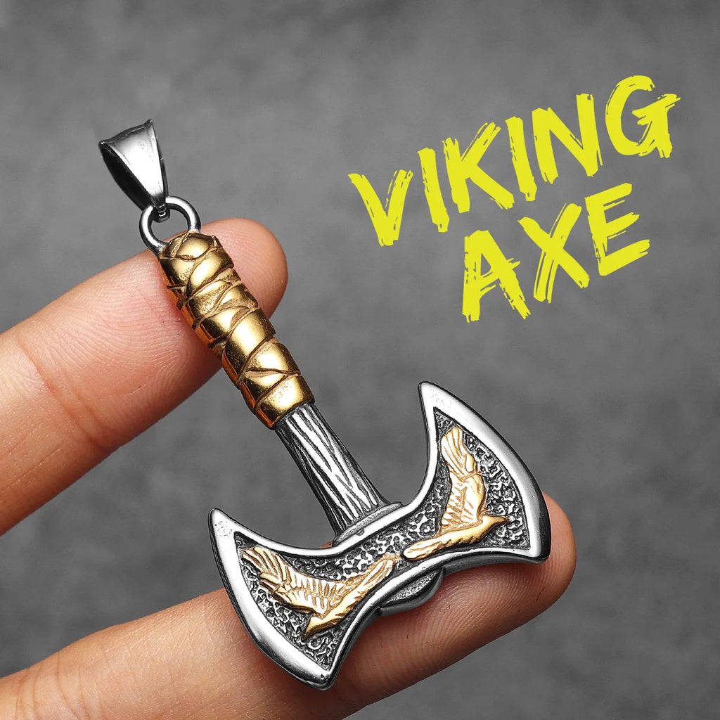 PENDRA Phoenix Axe Steel Necklace