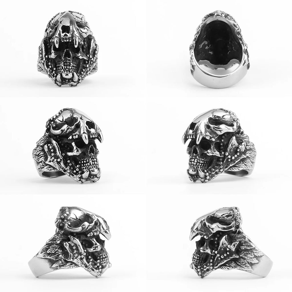 PENDRA Jaguar Warrior Skull Steel Ring