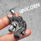 PENDRA Mythical Unicorn Animal Steel Necklace