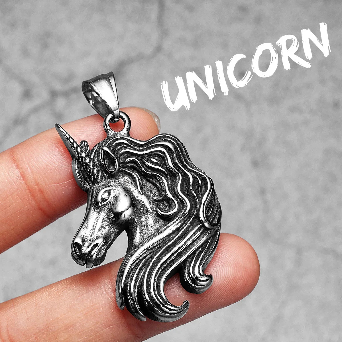 PENDRA Mythical Unicorn Animal Steel Necklace