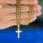 High Quality Cross Necklace for Men Boys,Stainless Steel Pendant with 5MM Cuban Chan,Classic Simple Jewelry Gift