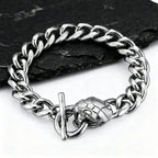 Rock Punk Men's Snake Head Chain Bracelet,11MM Stainless Steel Thick Chain Wristband,Birthday Party Gift for Him