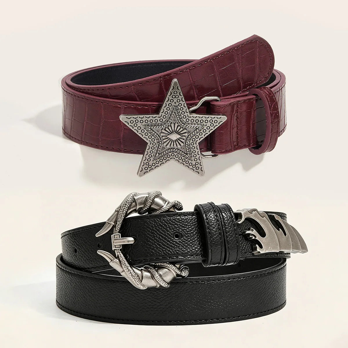 Women's Belt Pants Trousers Jeans Pattern Leather Belt For Cosplay Accessories Women Halloween Suits Black Wine Red Waistband