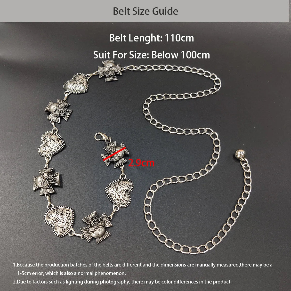 PENDRA Elaraene Silver Skull Gothic Waist Chain Belt