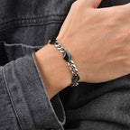 Cool Punk Stainless Steel Chain Bracelet for Men,21CM Silver Color Metal Chain Wristband,Hip Hop Jewelry Gift