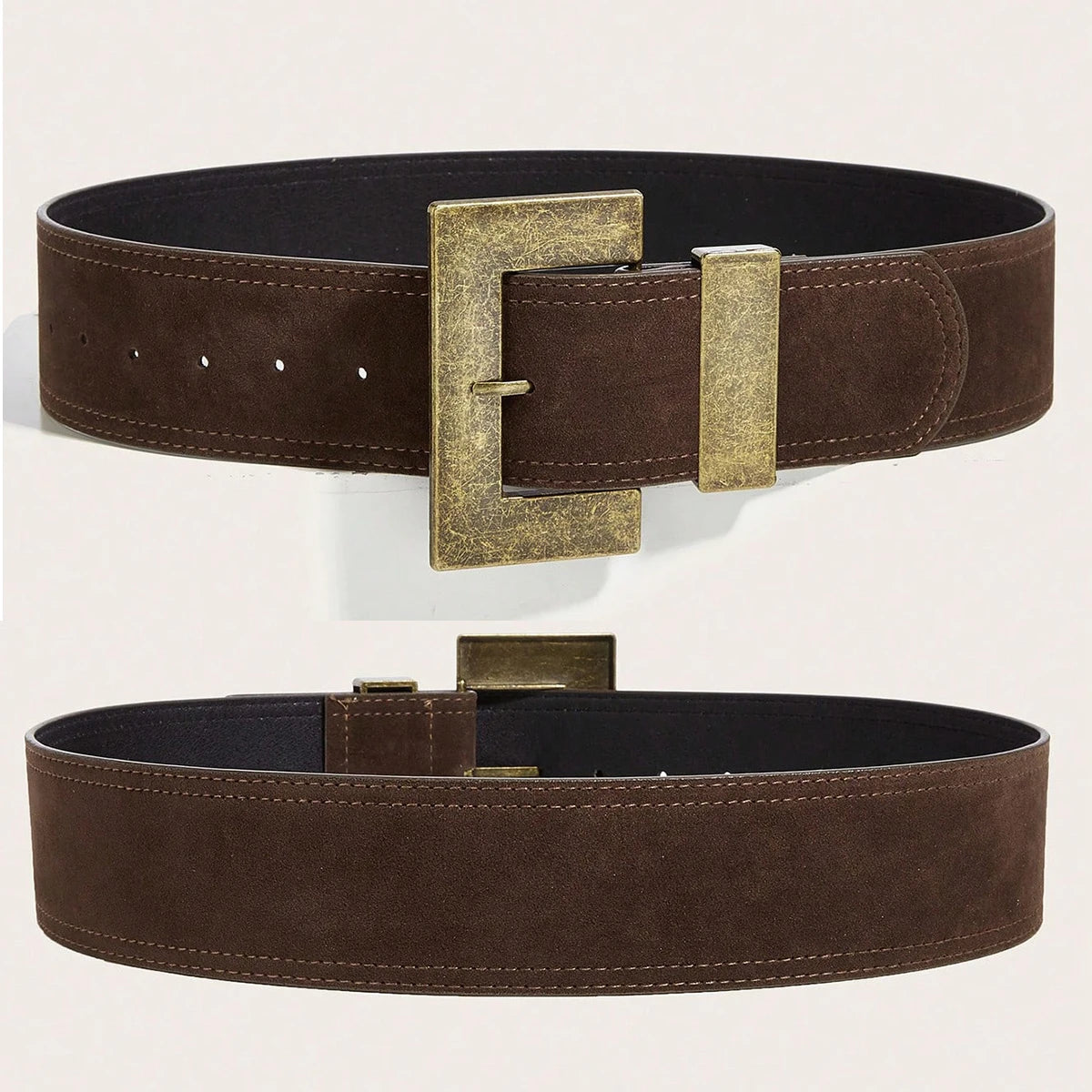 Western Cowboy Cowgirl velvet leather belt For Women Square Buckle Dress Coat Corset Belt Desiner Luxury Waistband For Winter