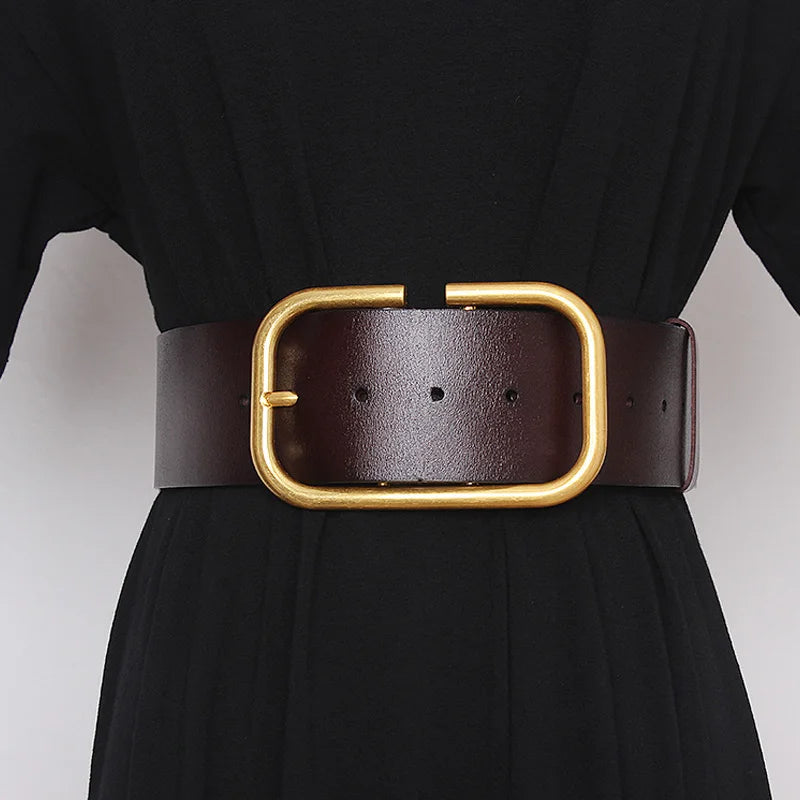 High-end Luxury Brands Women's Waist Belt 5.7CM Width Genuine leather Corset Belt Plus Size Cowhide Dress Jacket Waistband