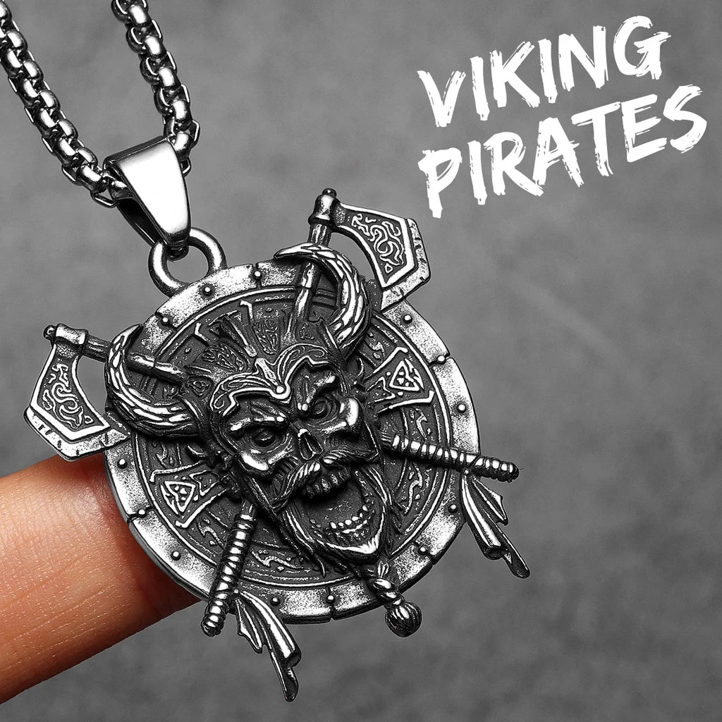Viking Pirates Patron Saint Men Necklaces Stainless Steel Pendant Chain Women Punk Fashion Jewelry Accessories Gifts Wholesale