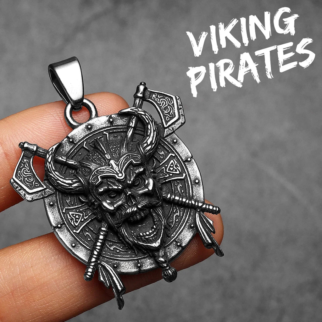 Viking Pirates Patron Saint Men Necklaces Stainless Steel Pendant Chain Women Punk Fashion Jewelry Accessories Gifts Wholesale