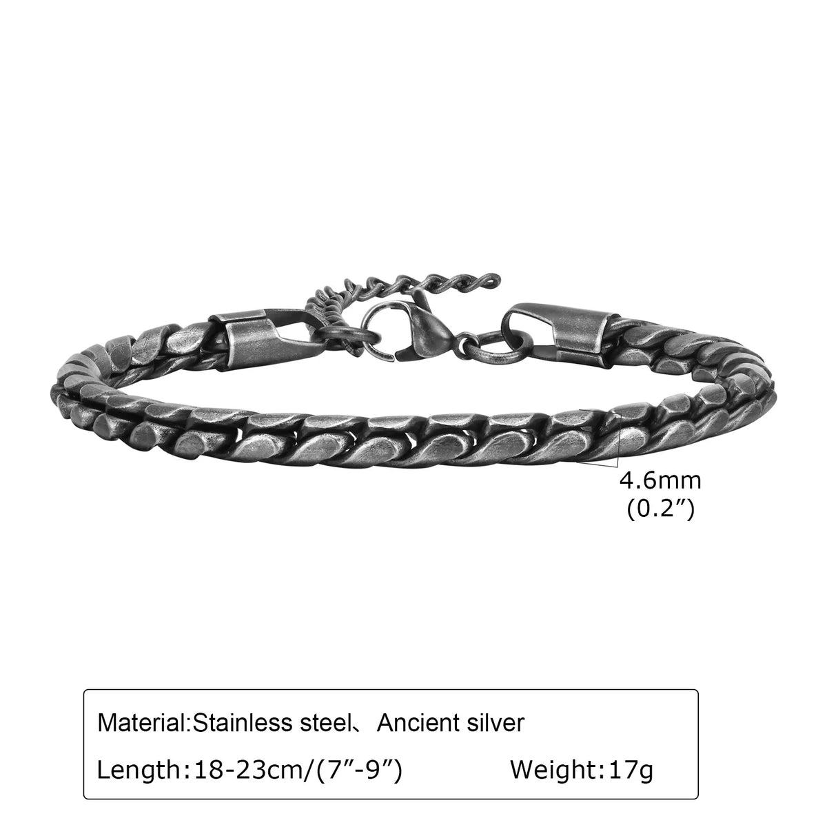 Retro Chain Bracelets for Men Boys,,Vintage Antique Stainless Steel Link Wristband,Classic Punk Jewelry Gifts