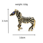 PENDRA Enamel Zebra Blue Crystal Eye Horse Brooch