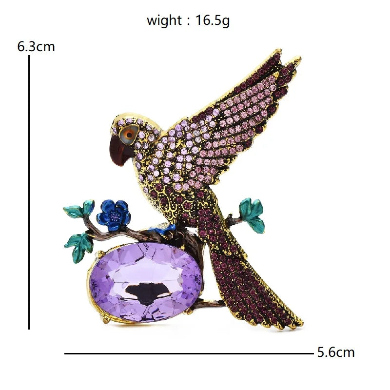 PENDRA Shimmering Crystal Bird Brooch