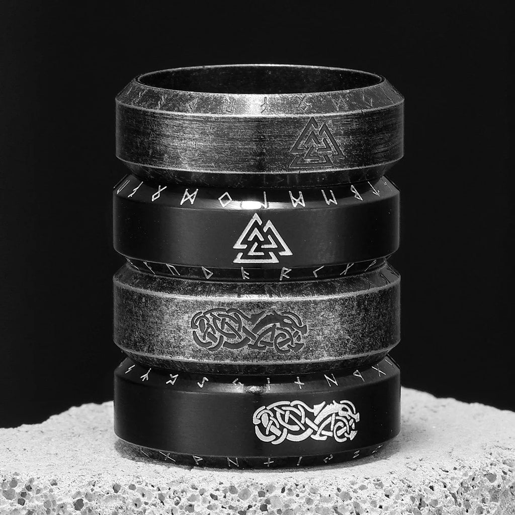 PENDRA Vikings Runes Boyfriend Steel Ring