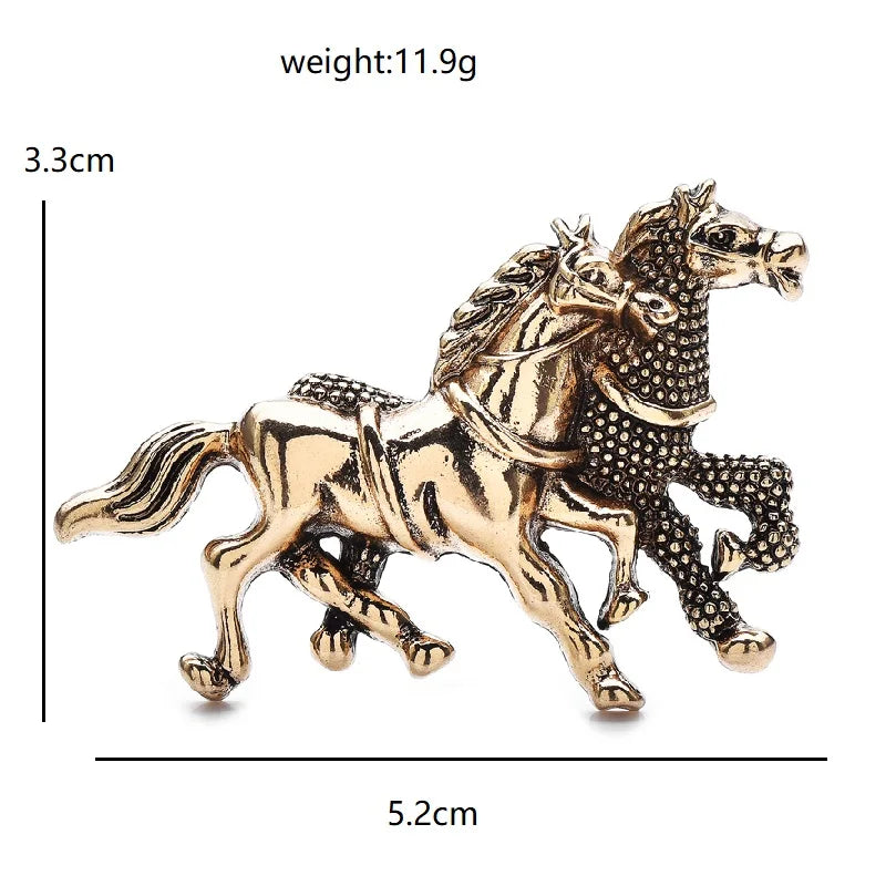 Wuli&baby Vintage Running Horses Brooches For Women Men 2-color Animal Party Casual Brooch Pins Gifts
