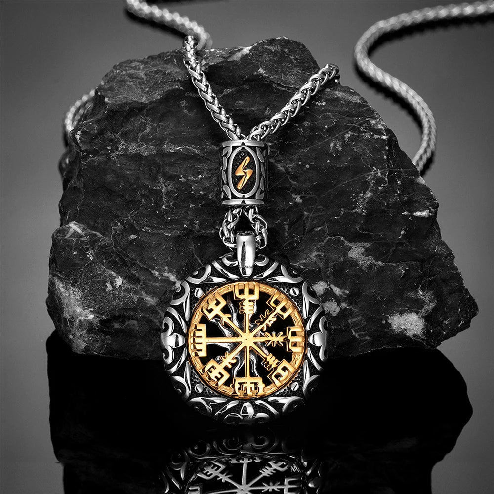 PENDRA Rune Gold Compass Necklace