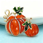 PENDRA Harvest Duo Rhinestone Pumpkin Brooch