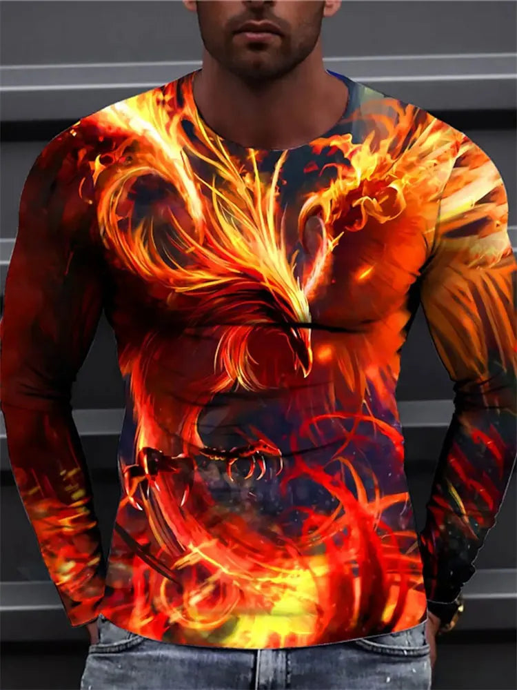PENDRA Long Sleeve Flame Phoenix T-Shirt