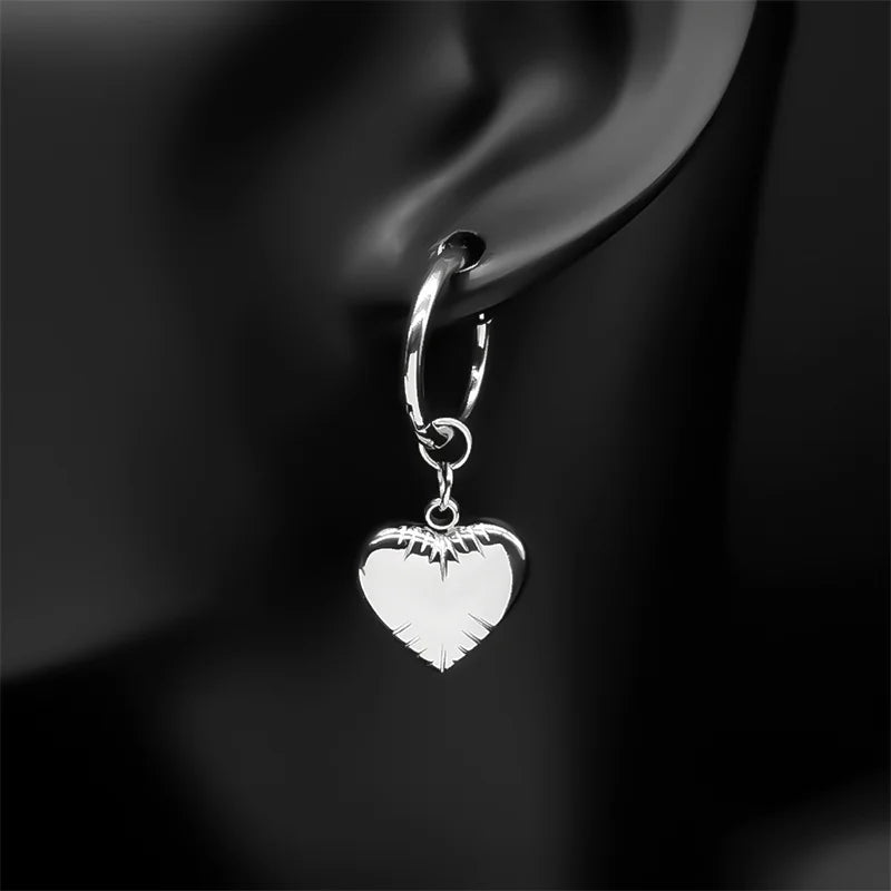 Stainless Steel Y2K Trendy Heart Hoop Earrings For Women Egirl Sweet Cool Circle Earings Punk Jewelry Gift EZZZ796-6SRS06
