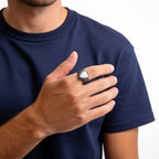 Vintage Shield Signet Ring for Men Boys,Retro Grey Stainless Steel Ring,Punk Statement Ring Gift for Father Son Husband BBF