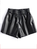 PENDRA Sheepskin Wide Leg Leather Shorts